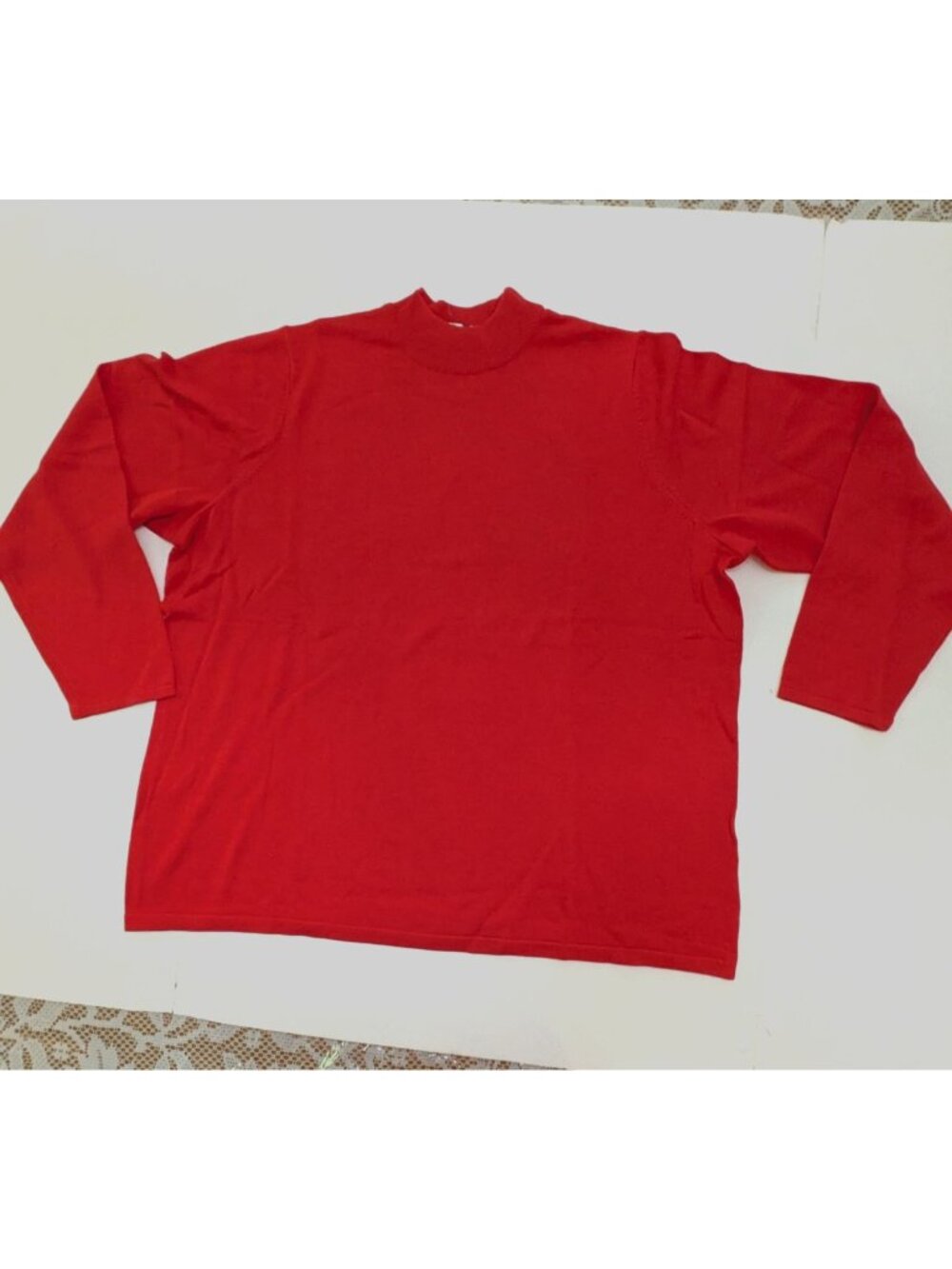 Joan Rivers Classic Mock Neck Sweater Woman Size 2X Red Cotton Blend
